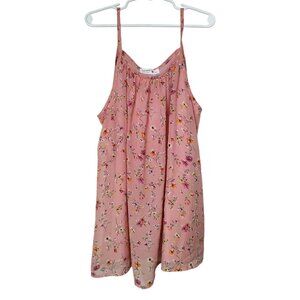 Beautee Girls Size XL Sleeveless Top Pink Floral Lined Spaghetti Straps
